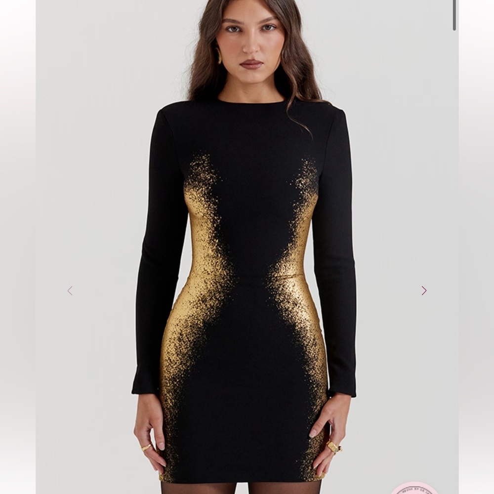 House of CB Domenica Foil Print Mini Dress large